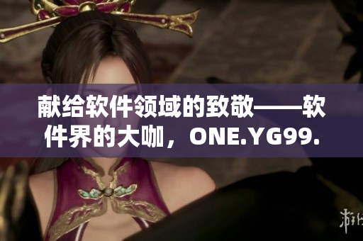 獻給軟件領(lǐng)域的致敬——軟件界的大咖，ONE.YG99.AQQ